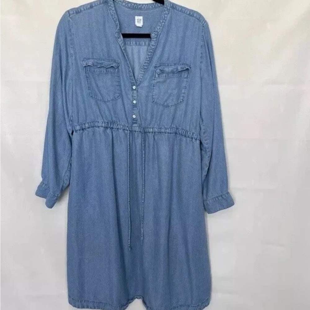 Gap Midi Dress Blue Lyocell Denim
